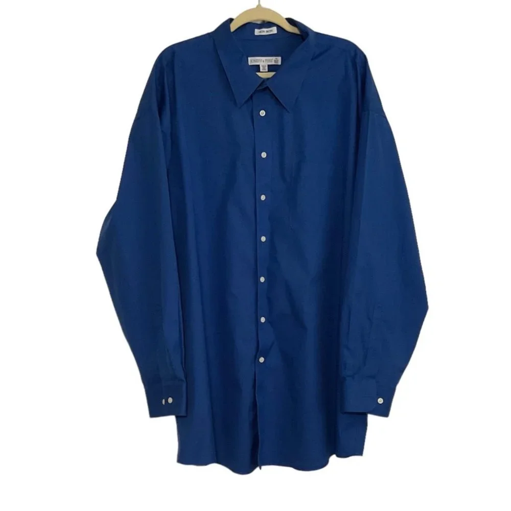 Joseph & Feiss Mens Blue‎ Dress Shirt Button Front Long Sleeve Non Iron Size 20T